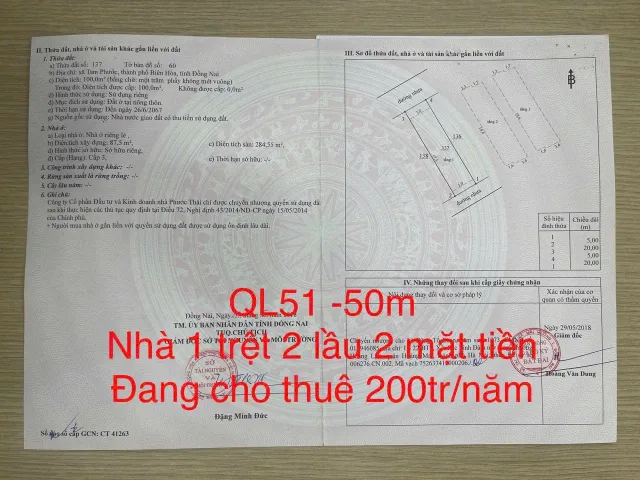 Bán nhà 100m² ngang 5m giá 4.5 tỷ Phường Tam Phước