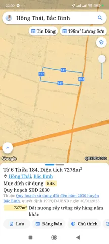 Bán đất 7278m² ngang 45m giá 400 triệu tại Xã Hồng Thái