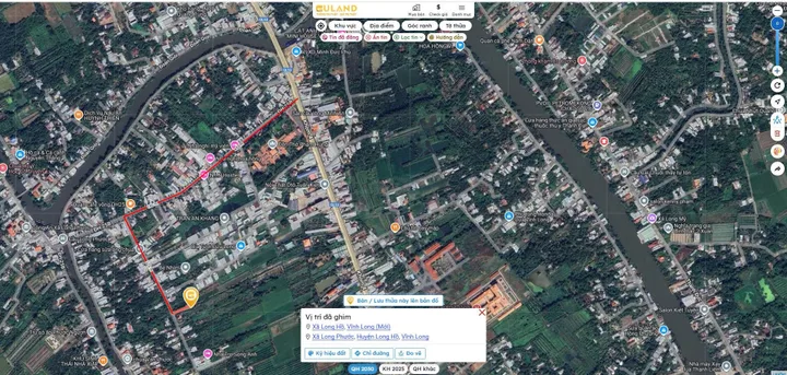 Bán đất 311.8m² ngang 4.8m giá 1.8 tỷ đường nhựa ĐH25C xã Long Phước, huyện Long Hồ nay là Xã Long Hồ, tỉnh Vĩnh Long
