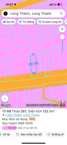 Bán đất 157.7m² ngang 6m giá 7.5 tỷ Xã Long Thành