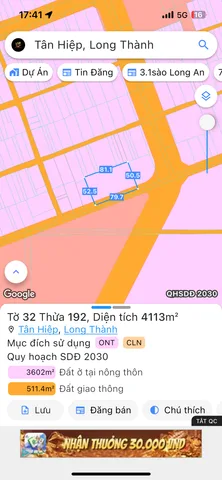 Bán đất 6151m² ngang 100m giá 40 tỷ Xã Phước Thái