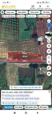 Bán đất 900m² ngang 75m giá 1.5 tỷ Xã Sông Lũy