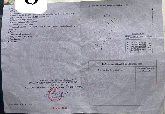 Bán đất 100m² full thổ cư ngang 5m giá 1.59 tỷ tại Phường Bình Thuận