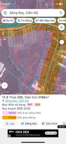 Bán đất 3186.4m² ngang 21m giá 2.6 tỷ Xã Sông Ray