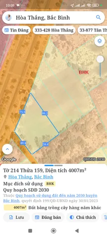 Bán đất 13000m² ngang 165m giá 19.5 tỷ Xã Hòa Thắng