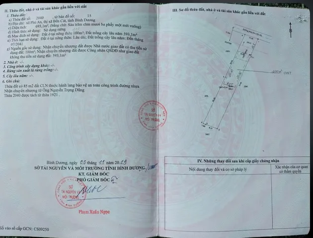 Bán đất Phú An đường nhựa 6m gần ngã tư Phú Thứ