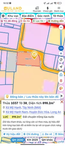 Bán đất 898.2m² ngang 44m giá 2.85 tỷ Xã Mỹ Hạnh