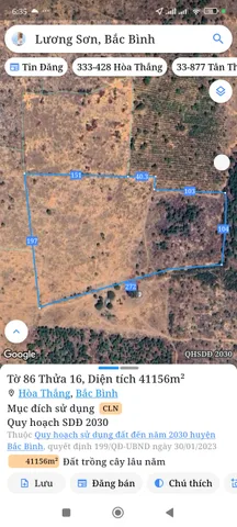 Bán đất 41163.8m² Xã Hòa Thắng