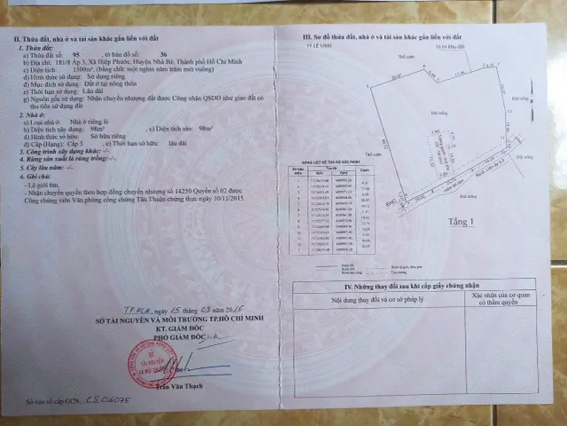 Bán đất 1500m² giá 9 tỷ Xã Hiệp Phước