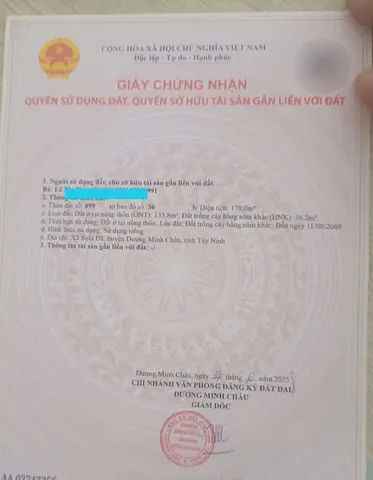 Bán đất 10234.6m² ngang 5m giá 7.6 tỷ Xã Dương Minh Châu