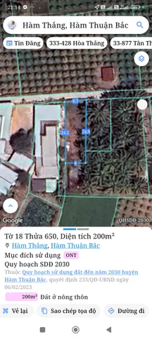 Bán đất 200m² ngang 8,7m giá 1.4 tỷ Phường Hàm Thắng