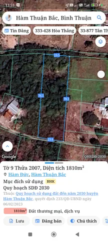 Bán đất 1818m² ngang 46m giá 690 triệu tại Xã Hàm Thuận