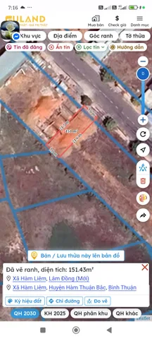 Bán đất 150,5m² ngang 7m giá 1.6 tỷ Xã Hàm Liêm