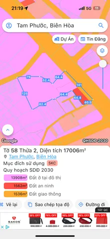 Bán đất 17058.8m² ngang 141m giá 250 tỷ Phường Tam Phước