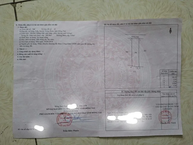 Bán đất 100m² giá 850 triệu Xã Trảng Bom