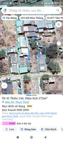 Bán đất 272m² ngang 8m giá 2.8 tỷ Phường Mũi Né