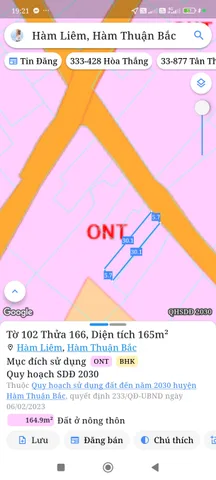 Bán đất 165m² ngang 5,7m giá 770 triệu Xã Hàm Liêm