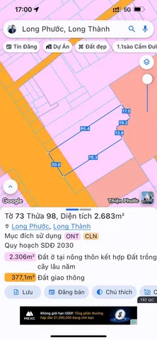 Bán đất 2683.4m² ngang 31m giá 42 tỷ Xã Long Phước