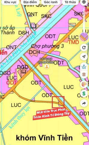 Bán Đất Mặt Tiền Quản Lộ Đông Tây Thửa 800 Tờ 2  Đường Kinh 30 Thước