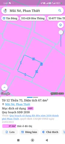 Bán đất 66m² ngang 8m giá 1.8 tỷ Phường Mũi Né