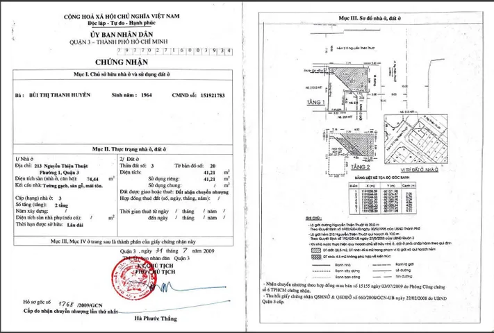 Bán Nhà Mặt Tiền 213 Nguyễn Thiện Thuật, Phường 1 , Quận 3