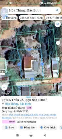 Bán đất 624m² có sẵn 400m² thổ cư ngang 17m giá 7.5 tỷ tại Xã Hòa Thắng