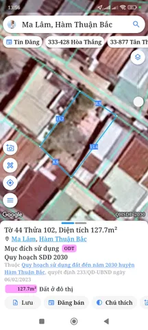 Bán đất 127m² full thổ cư ngang 8m giá 500 triệu tại Xã Hàm Thuận