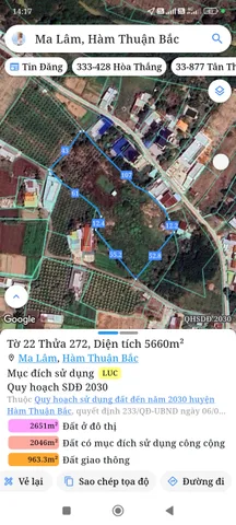 Bán đất 5660m² ngang 35m giá 2.25 tỷ tại Xã Hàm Thuận
