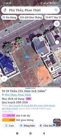 Bán đất 240m² ngang 12m giá 16 tỷ Phường Phú Thủy