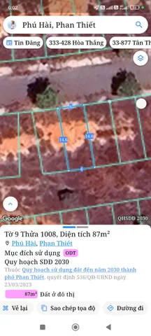 Bán đất 87m² ngang 6m giá 1.8 tỷ Phường Phú Thủy