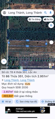 Bán đất 5910m² ngang 42m giá 23.6 tỷ Xã Long Thành
