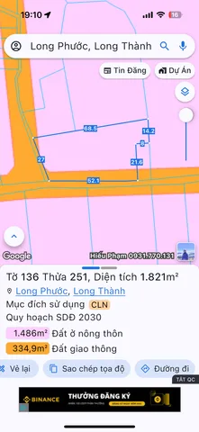 Bán đất 1993.1m² ngang 27m giá 9 tỷ Xã Long Phước