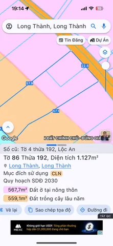 Bán đất 1127m² ngang 22m giá 6.8 tỷ Xã Long Thành