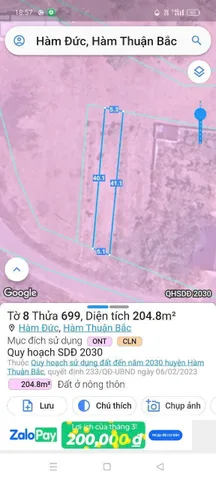 Bán đất 206.3m² giá 600 triệu,  Xã Hàm Thuận ( Thị Trấn Ma Lâm )