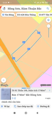 Bán đất 1746m² ngang 20m giá 3 tỷ Xã Hồng Sơn