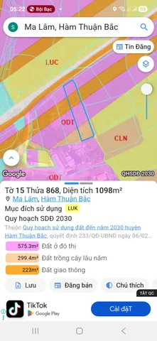 Bán đất 1097,9m² ngang 13,37m Xã Hàm Thuận