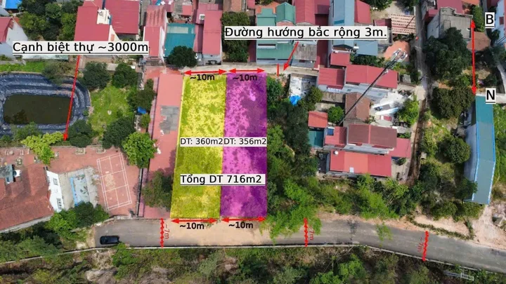 Bán đất thổ cư hạp lĩnh gần khu phố và 716m2 mặt 20m giá 21 triệu /m2