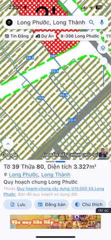 Bán đất 3327.2m² ngang 23m giá 16 tỷ Xã Long Phước