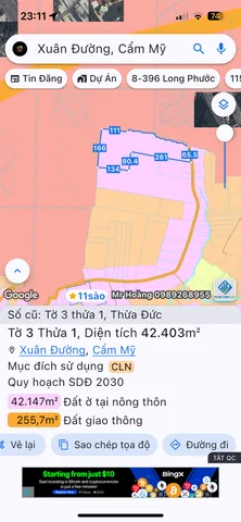 Bán đất 135000m² ngang 500m giá 270 tỷ Xã Xuân Đường