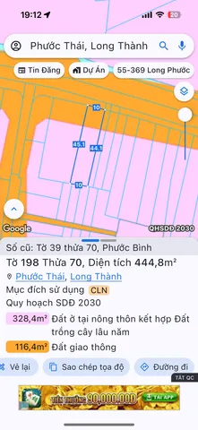 Bán đất 444m² ngang 10m giá 4.2 tỷ Xã Phước Thái