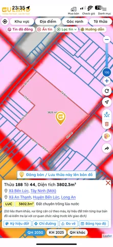 Bán đất 1500m² ngang 20m giá 10 tỷ Xã Bến Lức