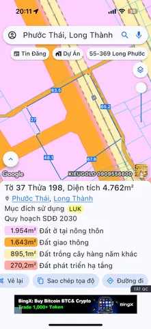 Bán đất 4896.5m² ngang 60m giá 13.8 tỷ Xã Phước Thái