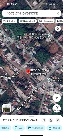 Cần tiền bán lô đất 1 sẹc 50m đường Nguyễn Thị Nê, dt 107m2, full thổ cư, xã Phú Hòa Đông.