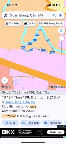 Bán đất 14216m² ngang 50m giá 13.5 tỷ Xã Xuân Đông