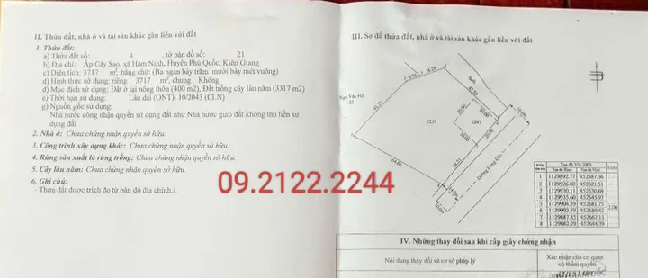 Bán đất 3717m² ngang 56,21m đường Đông Đảo giá 22.3 tỷ Đặc khu Phú Quốc