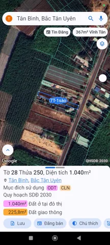 Bán đất 1039.7m² ngang 10m giá 7 tỷ Phường Vĩnh Tân mặt tiền đường DT742