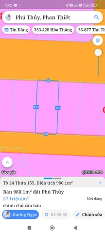 Bán đất 980m² full thổ cư ngang 20m giá 55 tỷ tại Phường Phú Thủy
