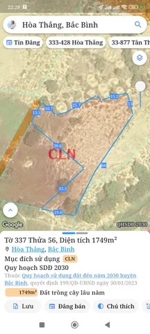 Bán đất 1749.6m² giá 8.75 tỷ Xã Hòa Thắng