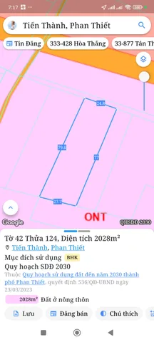 Bán đất 2027m² ngang 24,8m giá 6.49 tỷ Phường Tiến Thành