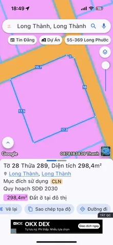 Bán đất 298.4m² ngang 17m giá 3.2 tỷ Xã Long Thành